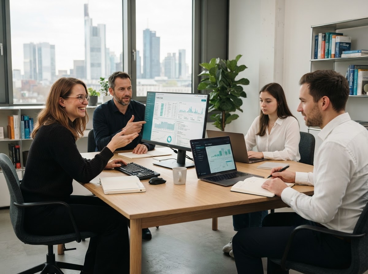 TradeLine Route analyst reviewing portfolio risk data on screen
